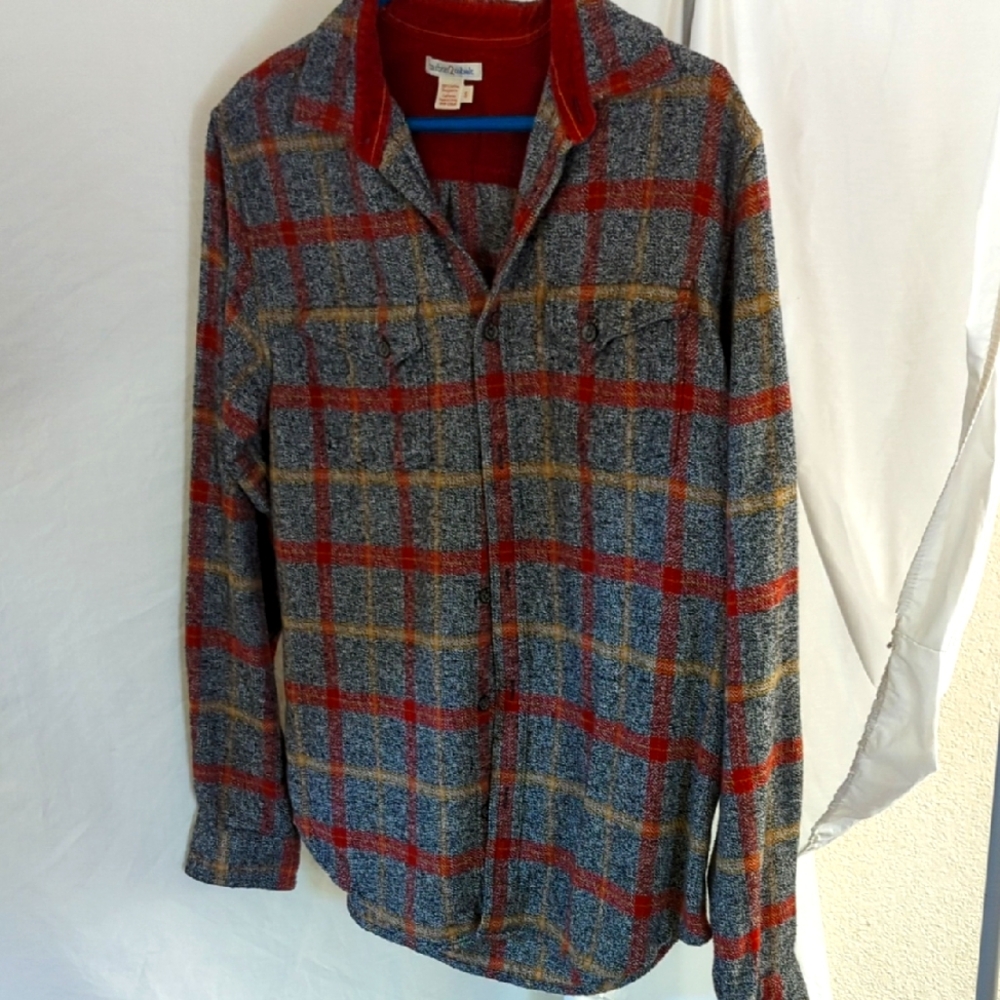 Gray and Red Plaid Shirt